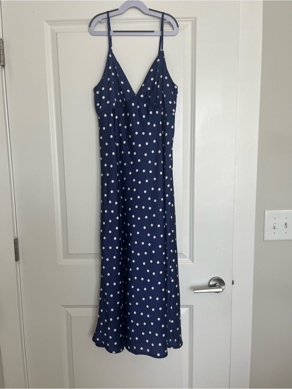 Oak & Trellis Navy Polka-Dot Midi Slip Dress